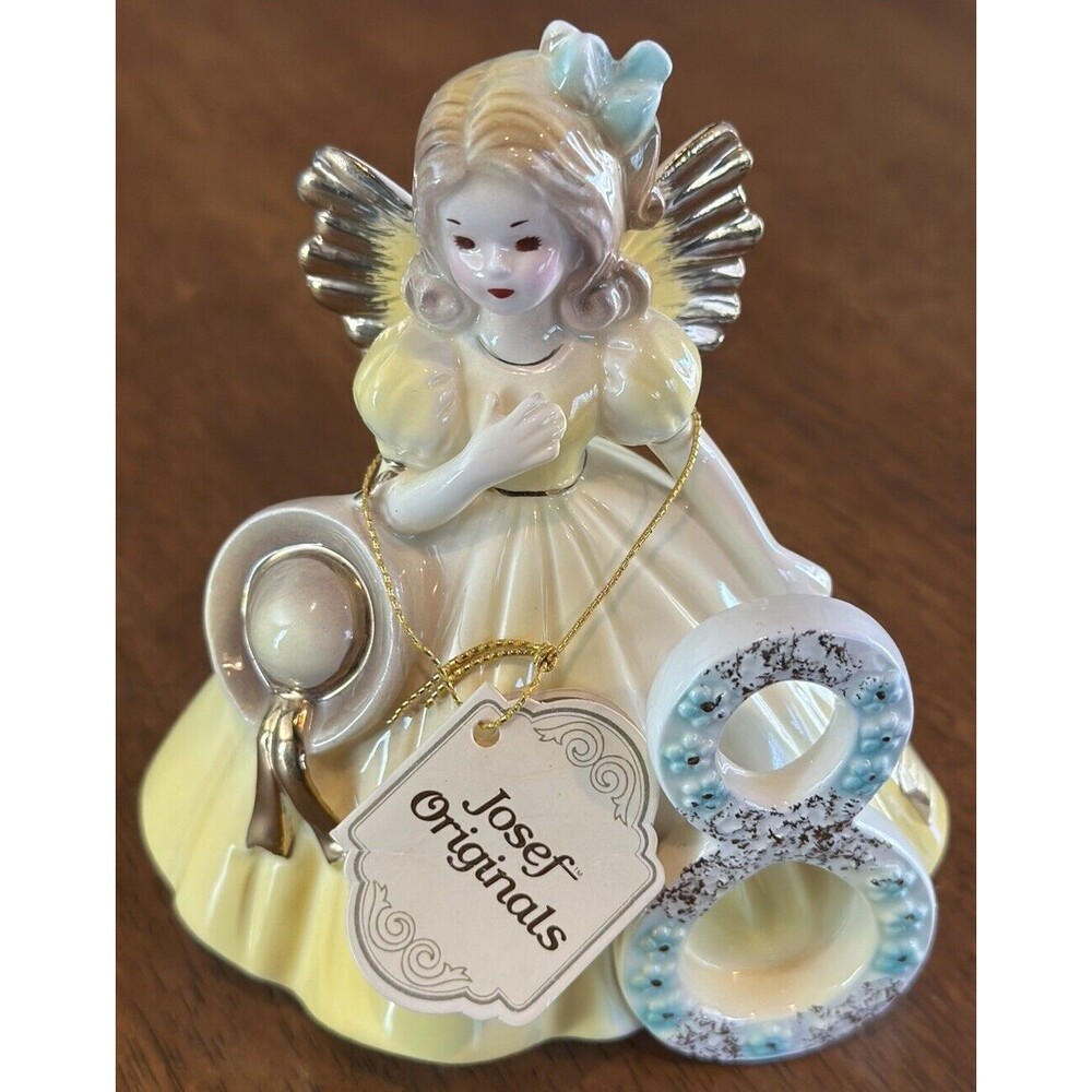 Josef Originals Figurine 8 Year Old Birthday Angel Girl With tags.
